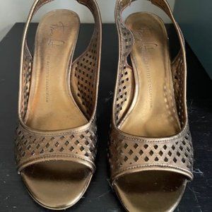 Franco Sarto Gold Sling Back Kitten Heels